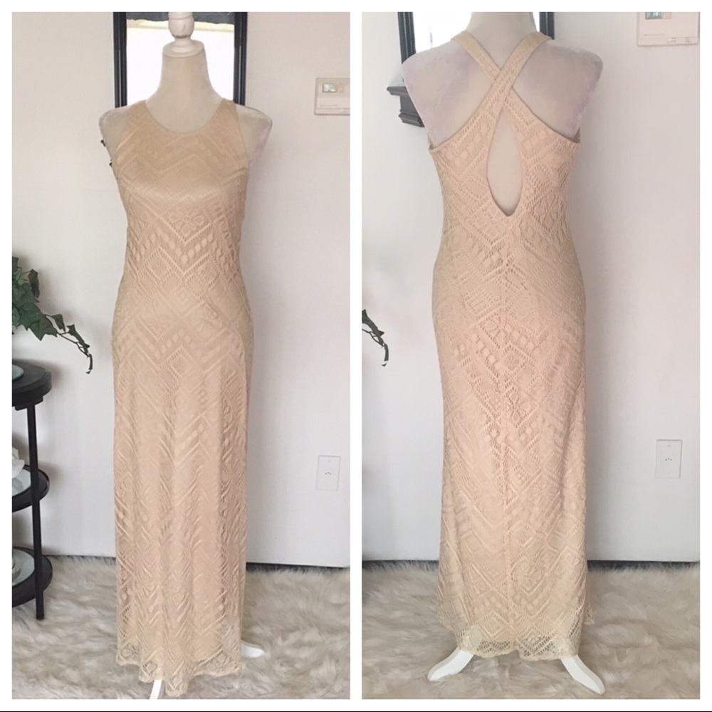 Hampton Niles Cream Beige Maxi Dress Size 10